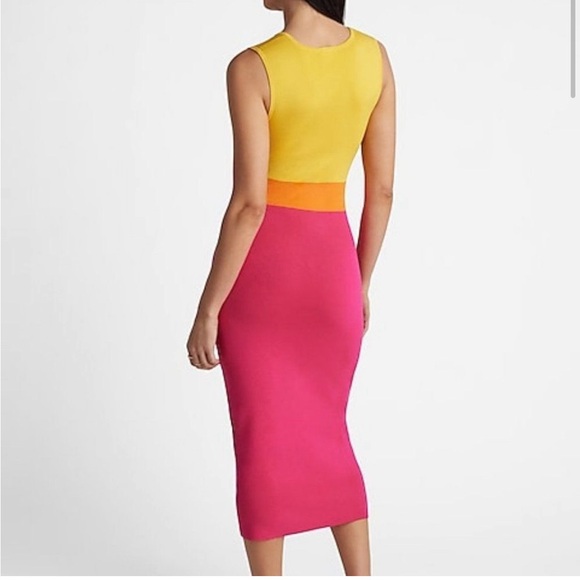 NWT Express flattering Body Contour
Color Block Cutout Midi
Sweater Dress dress. - Picture 3 of 15
